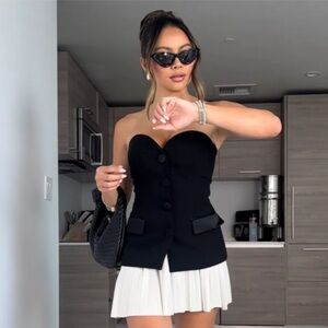 ZARA combination satin effect bustier Top